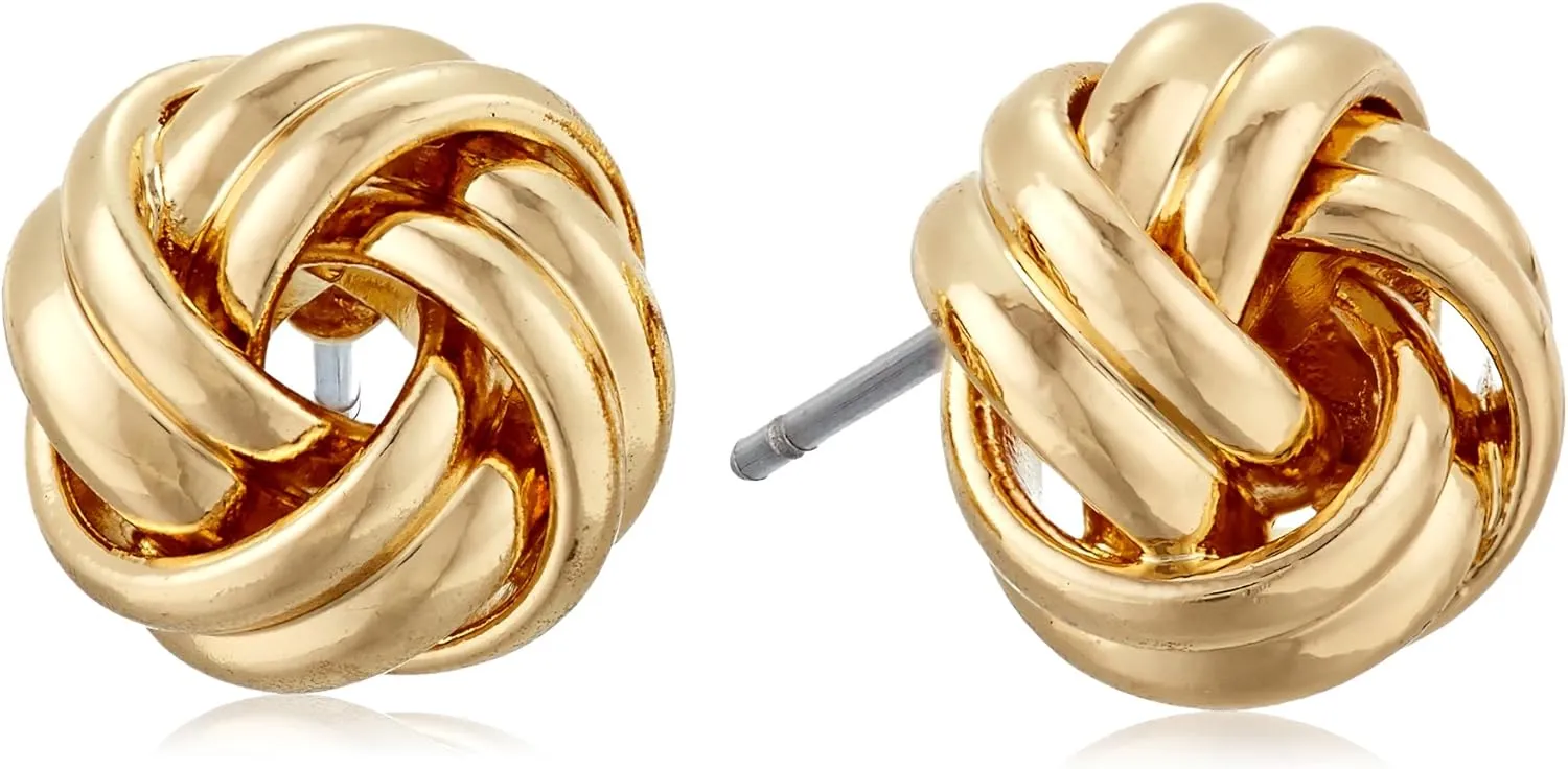 Anne Klein Women's Pierced Earrings Knot Stud, Gold, One Size