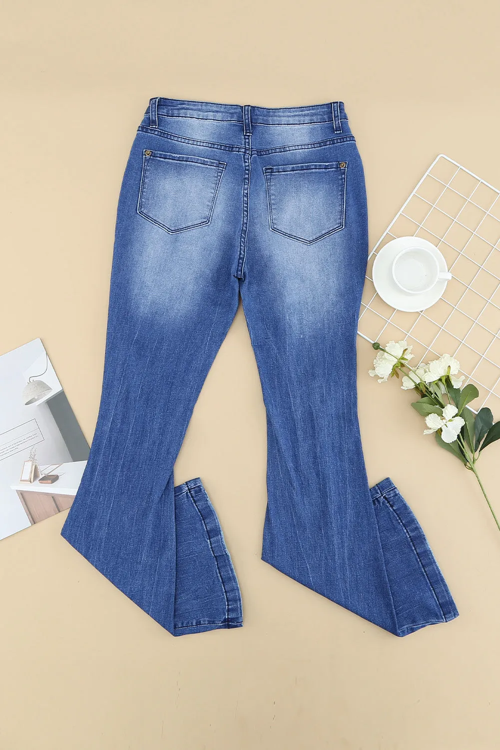 *App Exclusive* Distressed Flare Leg Jeans