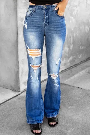 *App Exclusive* Distressed Flare Leg Jeans