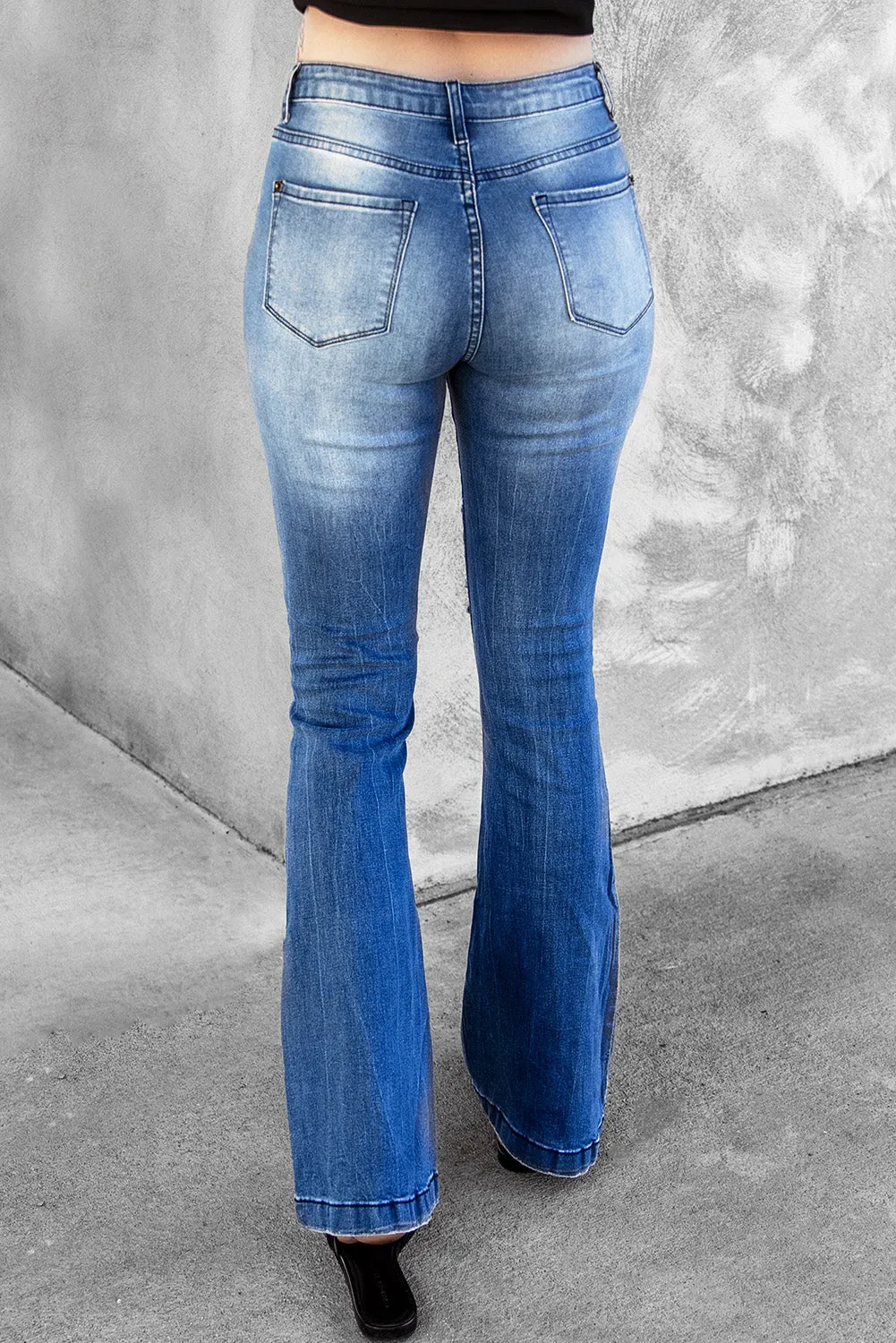 *App Exclusive* Distressed Flare Leg Jeans