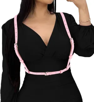 Asooll Punk Leather Body Chains Rave Harness Belt Fashion Club Leather Body Accessories Jewelry for Women and Girls