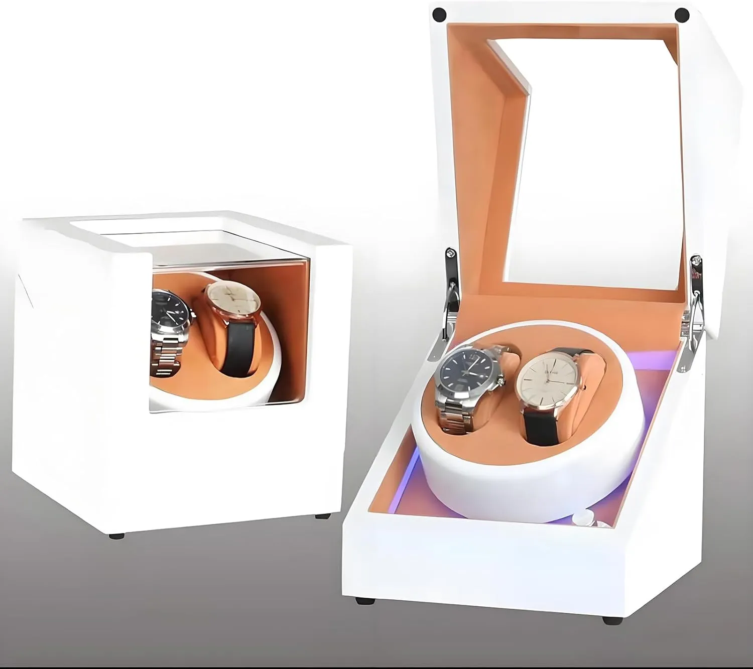 Automatic Double Watch Winder Box, LED Light, Piano Paint Finish, Silent Motor, 4 Rotation Modes, Dual Power Supply, Luxury Watch Display & Storage