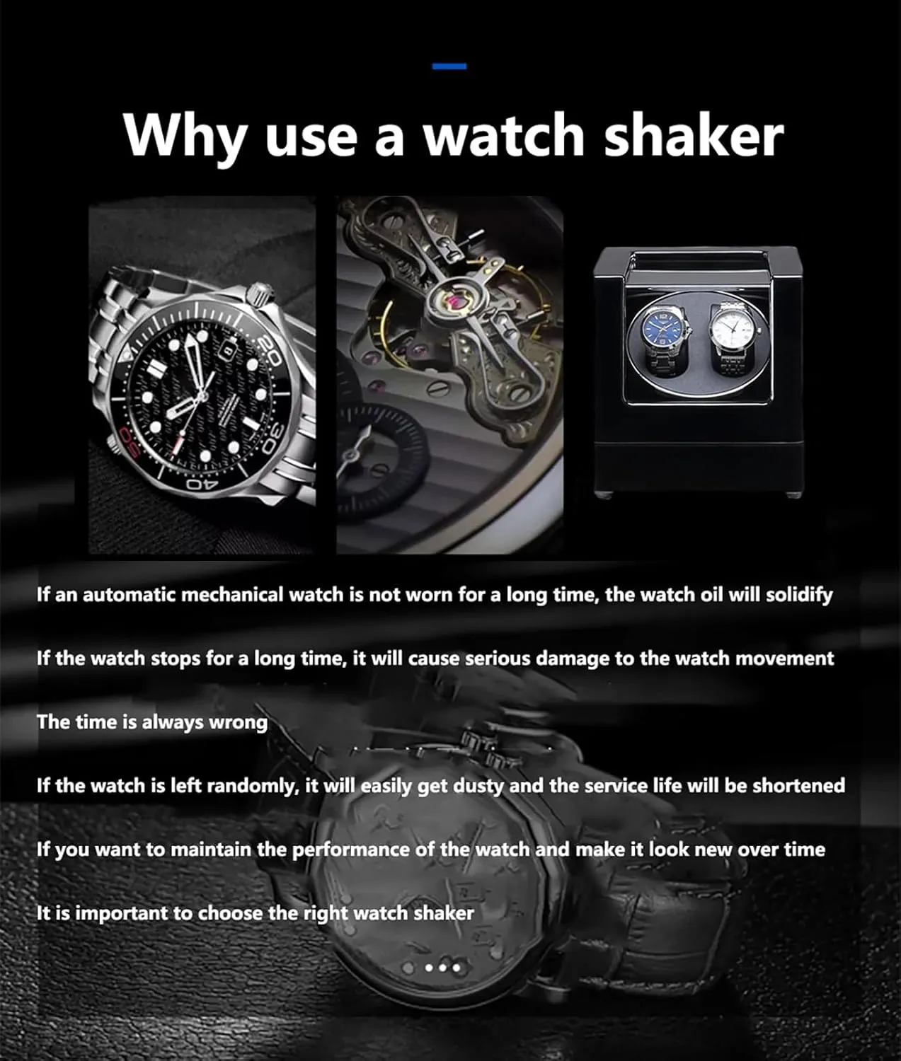 Automatic Double Watch Winder Box, LED Light, Piano Paint Finish, Silent Motor, 4 Rotation Modes, Dual Power Supply, Luxury Watch Display & Storage