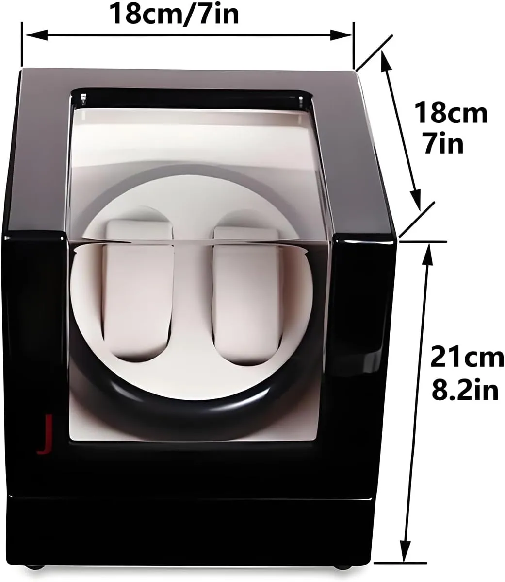 Automatic Double Watch Winder Box, LED Light, Piano Paint Finish, Silent Motor, 4 Rotation Modes, Dual Power Supply, Luxury Watch Display & Storage