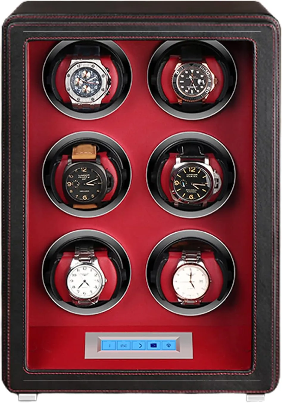 Automatic Watch Winder For 1/2/3/4/6 Watches, Self-Winding Mechanical Watch Dustproof Case Box With Quiet Motor And Dual Power For Most Watches,6 storages (6 Storages)