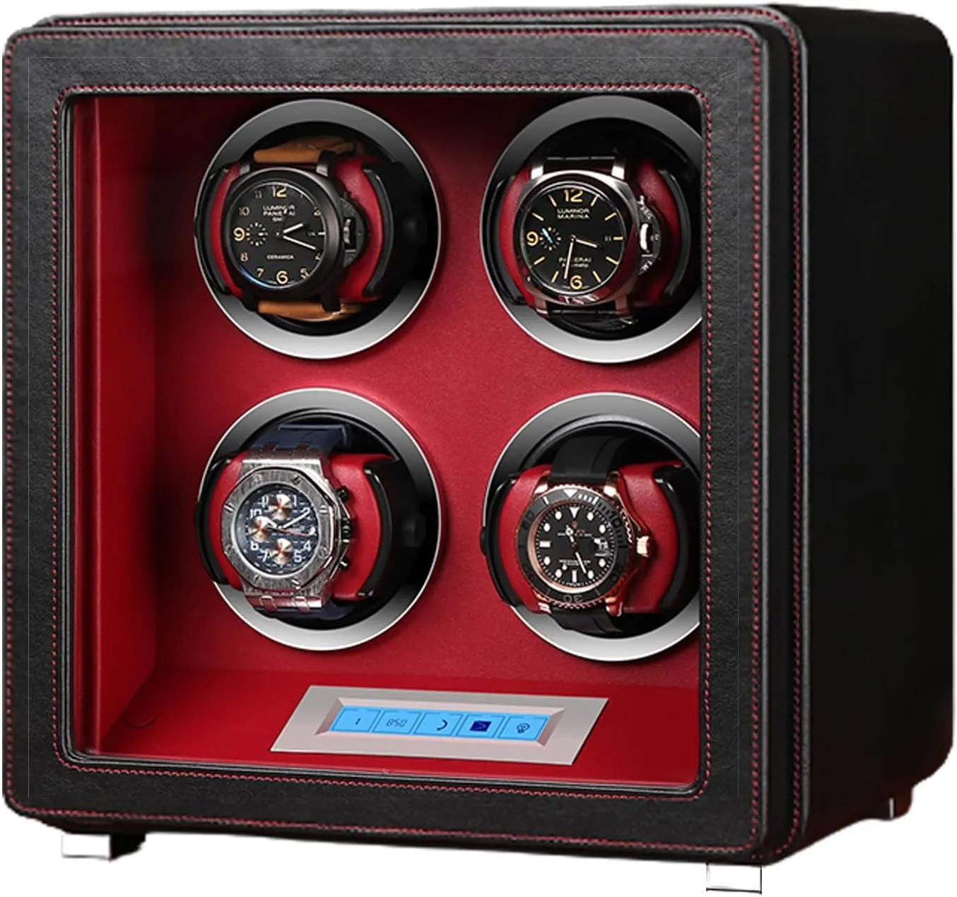 Automatic Watch Winder For 1/2/3/4/6 Watches Watches Rotation Storage Box Self-Winding Mechanical Watch Dustproof Case With Quiet Motor And Dual Power Supply For Mo,3 Storages ()