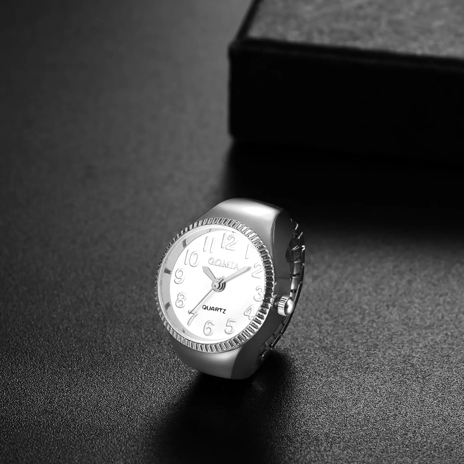 Avaner Stainless Steel Ring Watches: Elastic Band Mini Analog Quartz Gold Silver Finger Watches for Men and Women