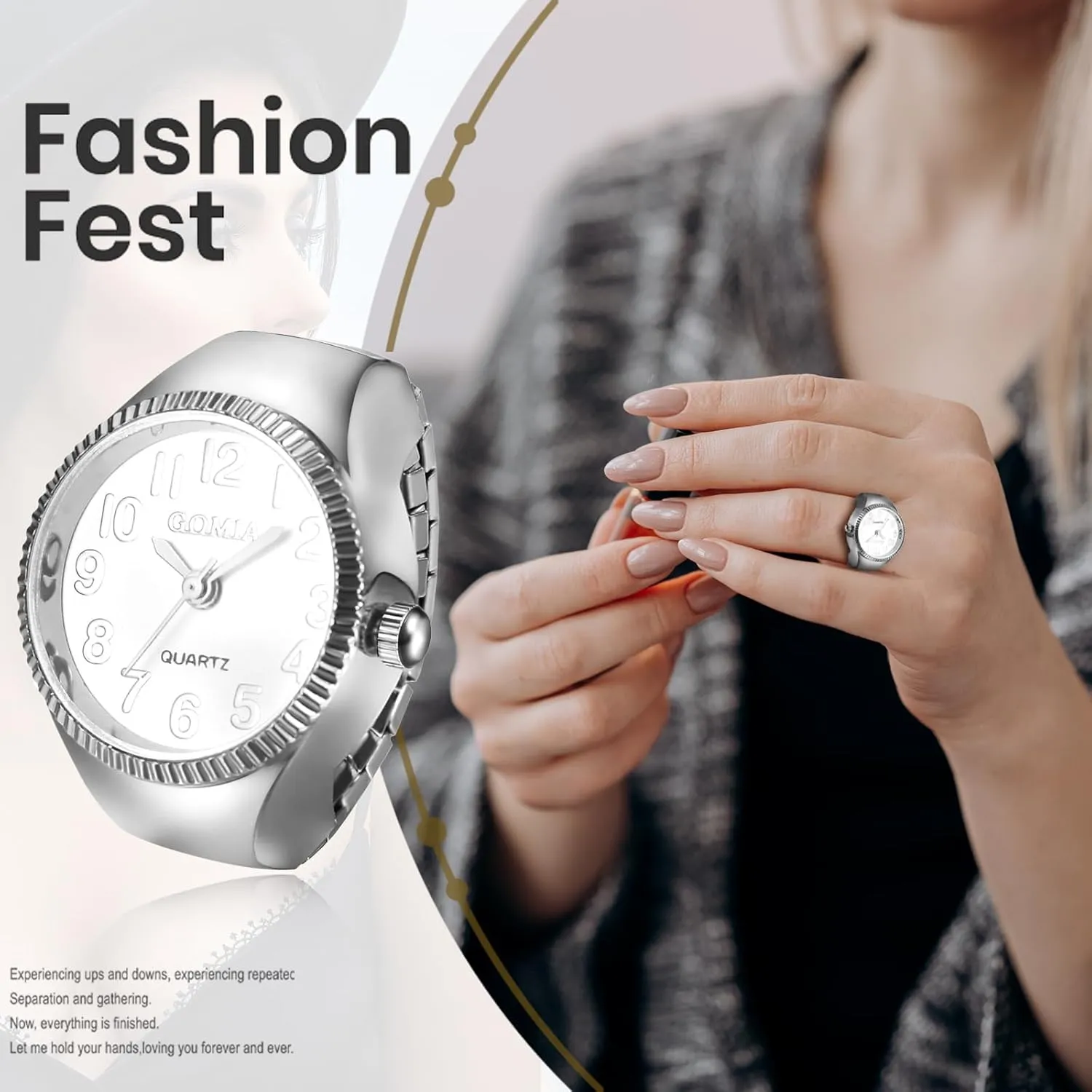 Avaner Stainless Steel Ring Watches: Elastic Band Mini Analog Quartz Gold Silver Finger Watches for Men and Women