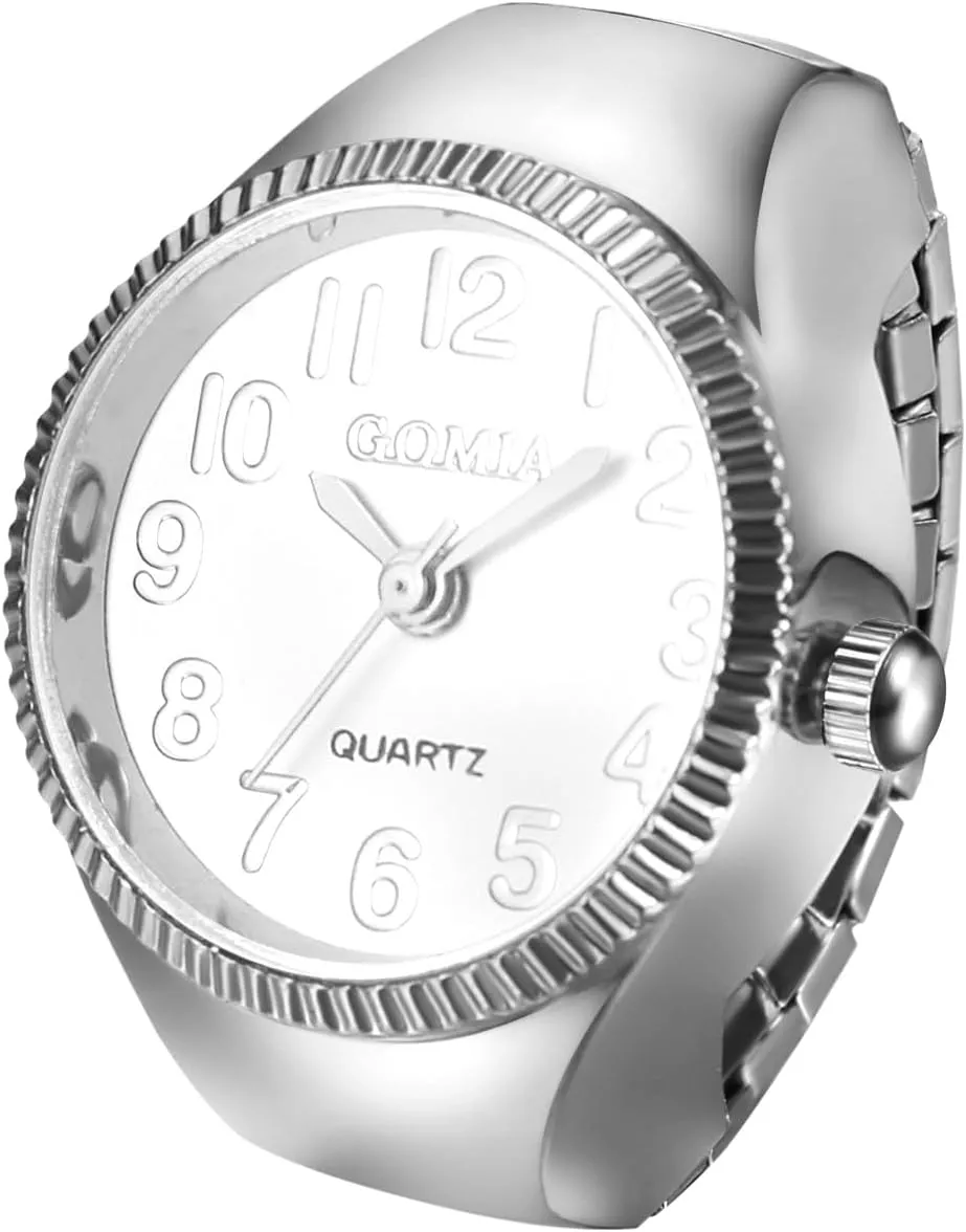 Avaner Stainless Steel Ring Watches: Elastic Band Mini Analog Quartz Gold Silver Finger Watches for Men and Women