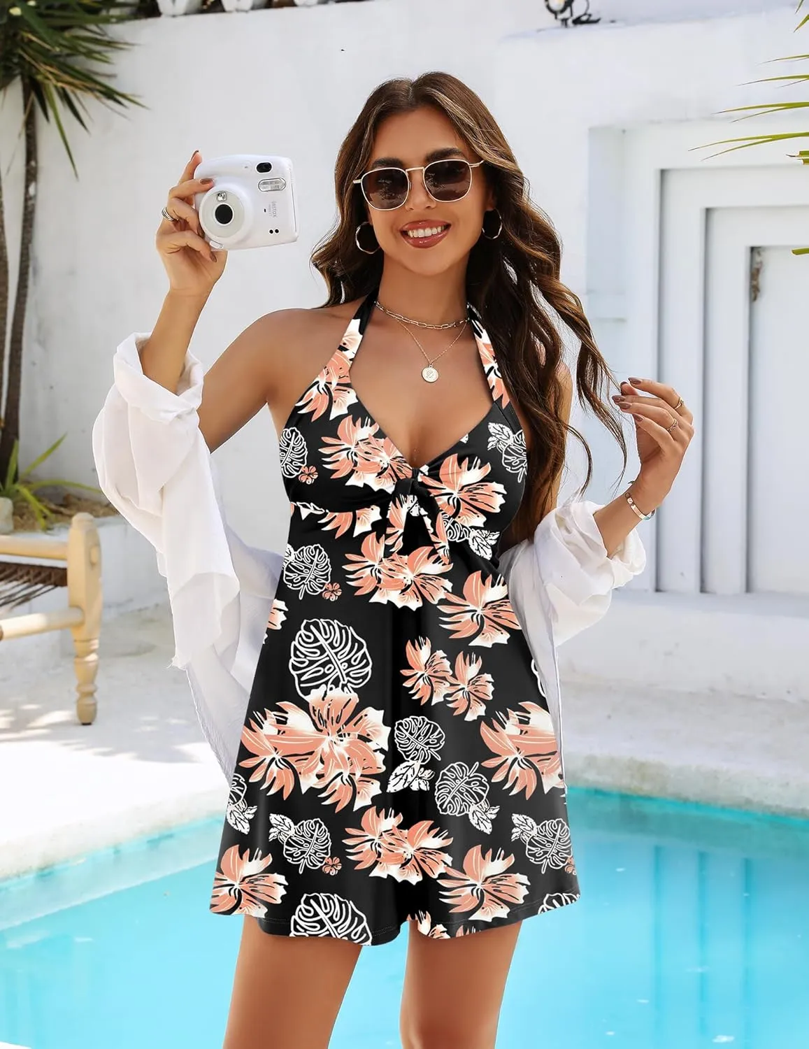 Avidlove Swimsuits for Women Two Piece Retro Tankini Set Halter Swimsuit Vintage Bathing Suits with Boyshorts