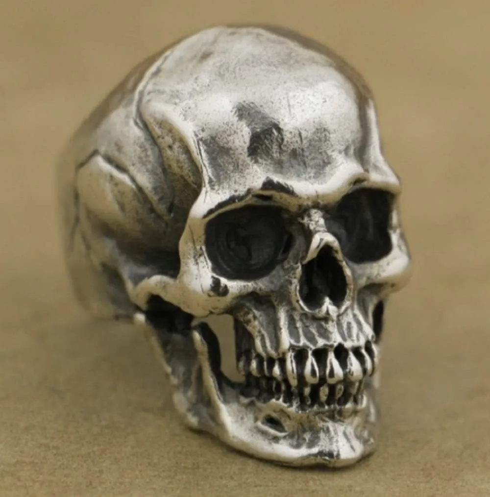 Awmnjtmgpw 925 Sterling Silver personage retro cracked Skull Ring men's unique design special ring size 6-10 (Size 10)