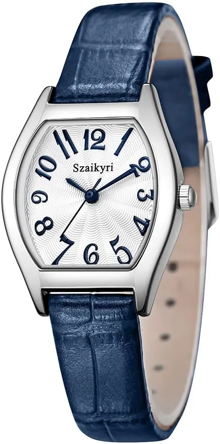 Barrel-Shaped Watch for Women with Easy Read Arabic Numerals Ladies Dress Watch