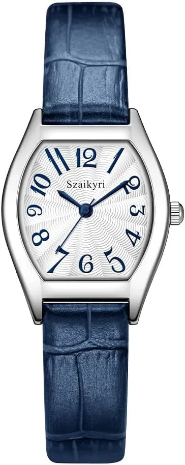 Barrel-Shaped Watch for Women with Easy Read Arabic Numerals Ladies Dress Watch