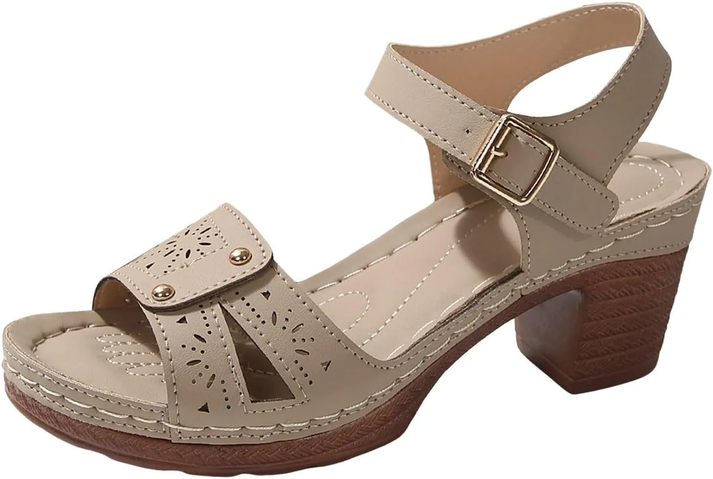 Beach Sandals for Women Comfortable Dressy Arch Support Ankle Strap Wedge Platform Summer Casual Hollow Out Open Toe Low Heel Orthopedic Peep Cutout Chunky Heeled Breathable Shoes Sandals 2025