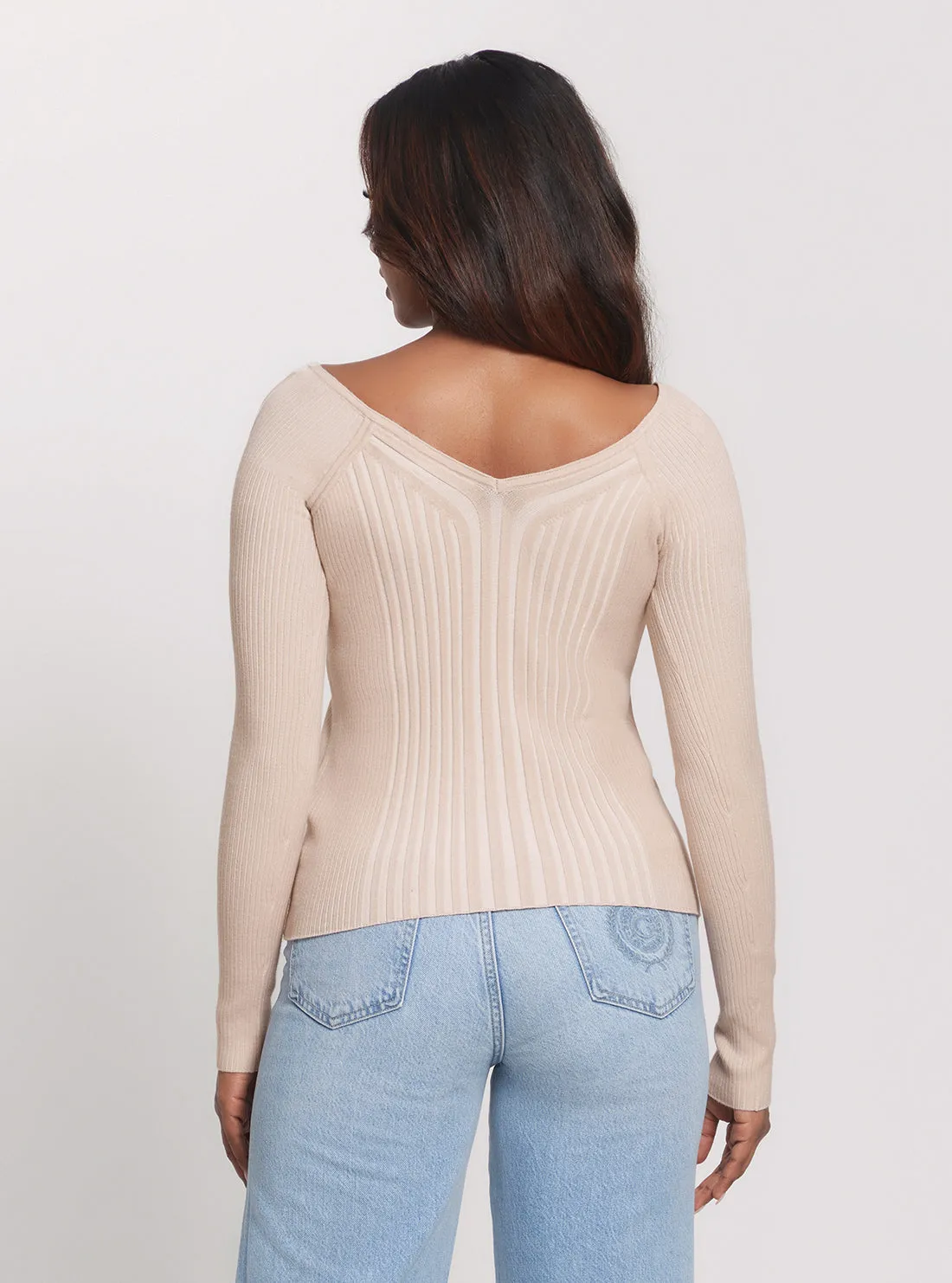 Beige Allie Long Sleeve Knit Top