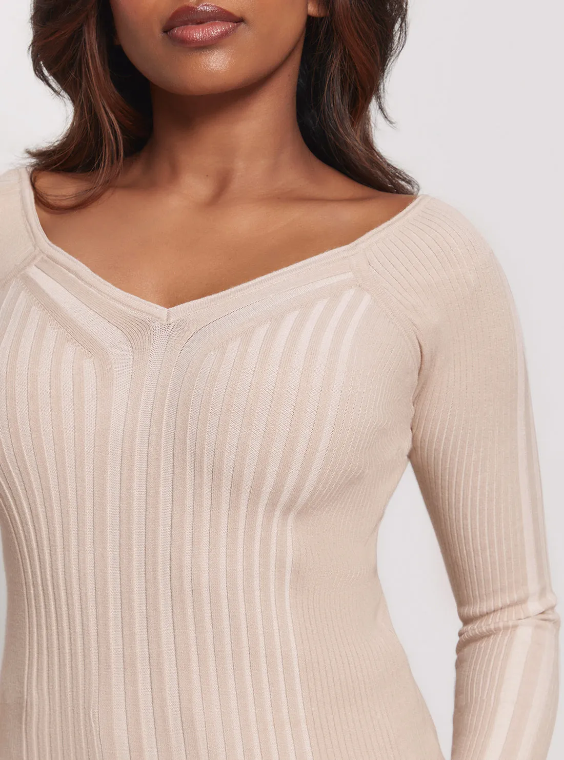 Beige Allie Long Sleeve Knit Top