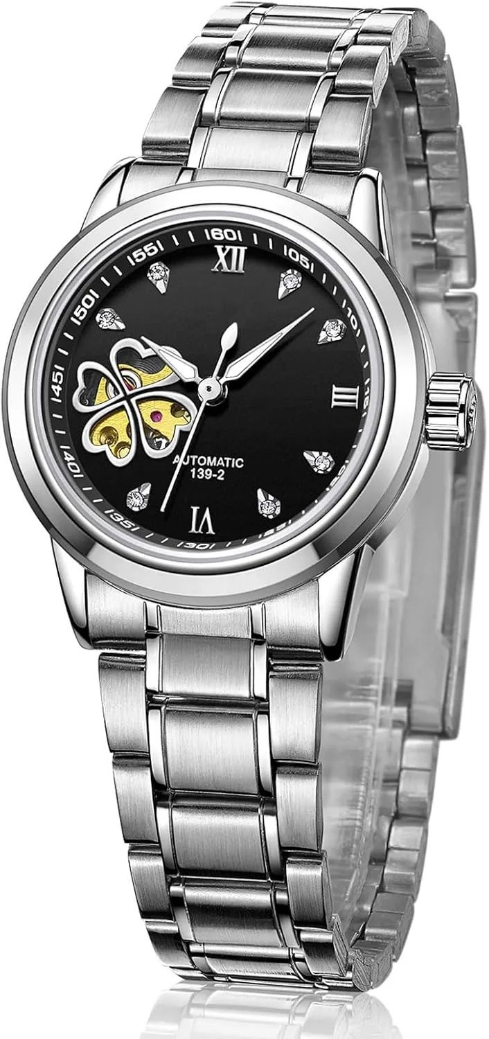 BESTKANG Automatic Watches for Women Tourbillon Waterproof Mechanical Watch Luxury Diamond Stainless Steel Wrist Watch