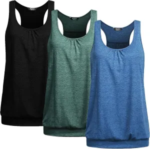Beyove Racerback Tank Tops for Women Yoga Athletic Workout Tops Sleeveless Loose Fit Muscle Shirts Activewear 3 Pack