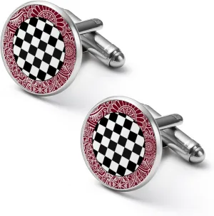 Black And White Checkered Flag Cufflinks-Men's Shirt Cuff Link for Wedding/business/anniversary/father's Day/party/birthday Gifts 2.0cm