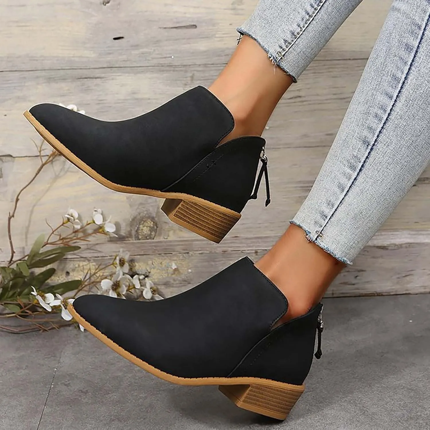 Black Ankle Boots for Women Botas Mujer Wide Western Boots for Women Women's Dress Flat Black Ankle Boots Men Tan Ankle Boots for Women Low Heel