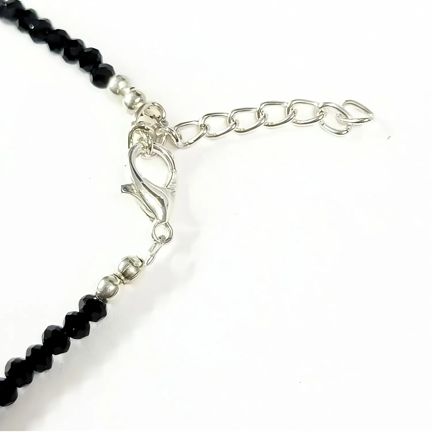 Black Bead Crystal Charm Anklet Bracelet Handmade Simple Summer Beach Waterproof Ankle Foot Chain Bracelets for Women Minimalist Jewelry Adjustable (Flower Charm)