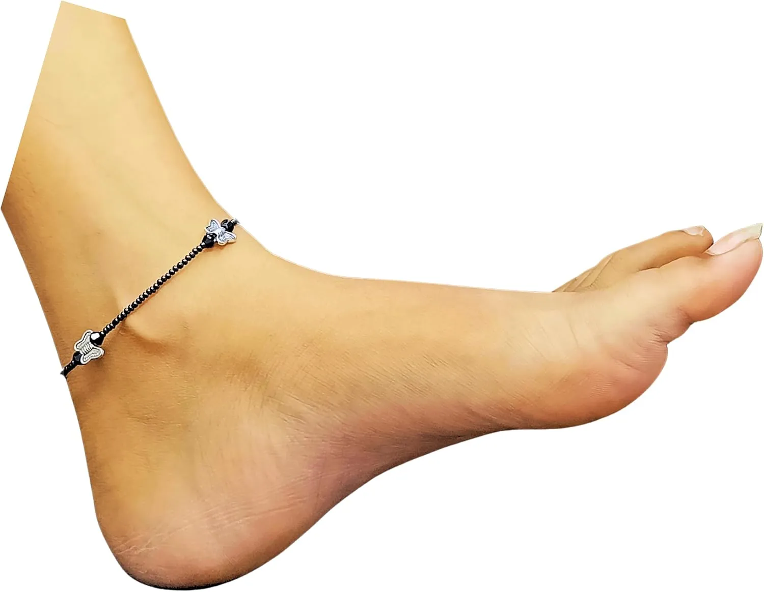 Black Bead Crystal Charm Anklet Bracelet Handmade Simple Summer Beach Waterproof Ankle Foot Chain Bracelets for Women Minimalist Jewelry Adjustable