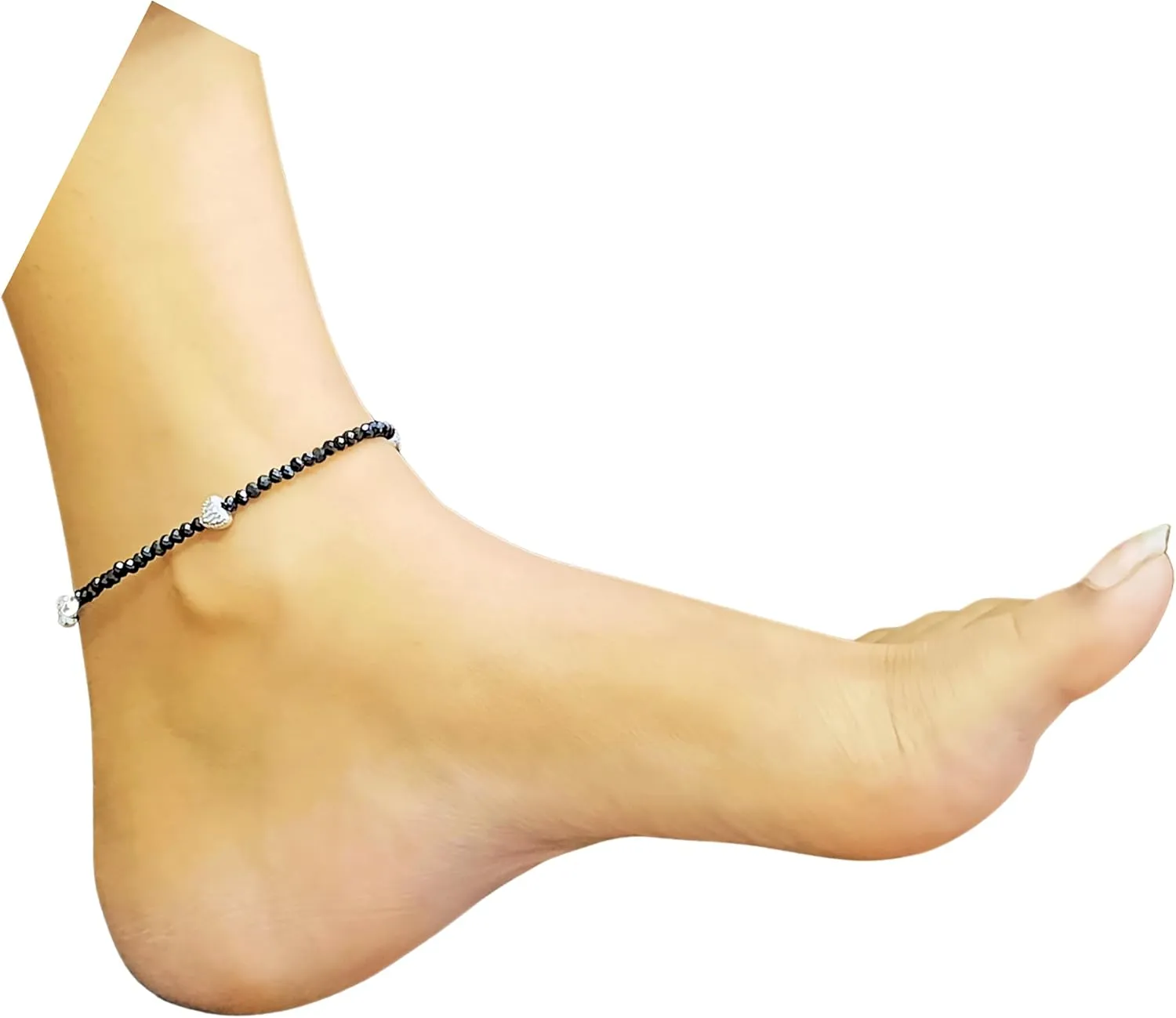 Black Bead Crystal Charm Anklet Bracelet Handmade Simple Summer Beach Waterproof Ankle Foot Chain Bracelets for Women Minimalist Jewelry-Adjustable