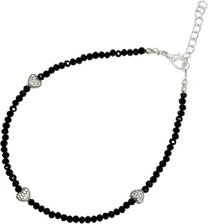 Black Bead Crystal Charm Anklet Bracelet Handmade Simple Summer Beach Waterproof Ankle Foot Chain Bracelets for Women Minimalist Jewelry-Adjustable