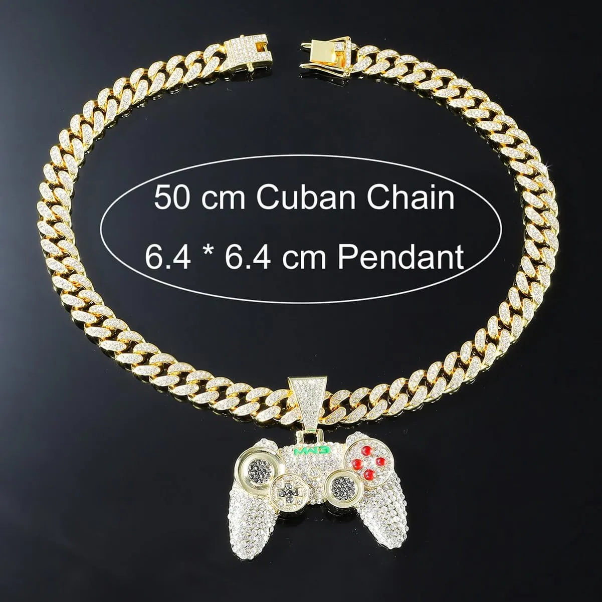 Bling Iced Out Gaming Console Pendant Chunky Cuban Link Chain Necklace,Thick Unique Charm Men's Necklace,Cool Miami Hip-hop Rapper Disco Punk Jewelry Accessory 18"