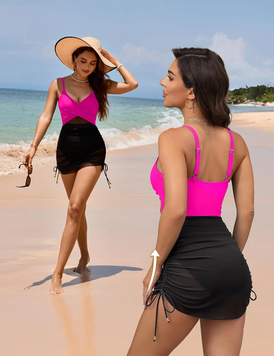 Blooming Jelly Womens One Piece Swimsuit Modest Tummy Control Bathing Suit Twist Front Swim Dress Swimwear 2025