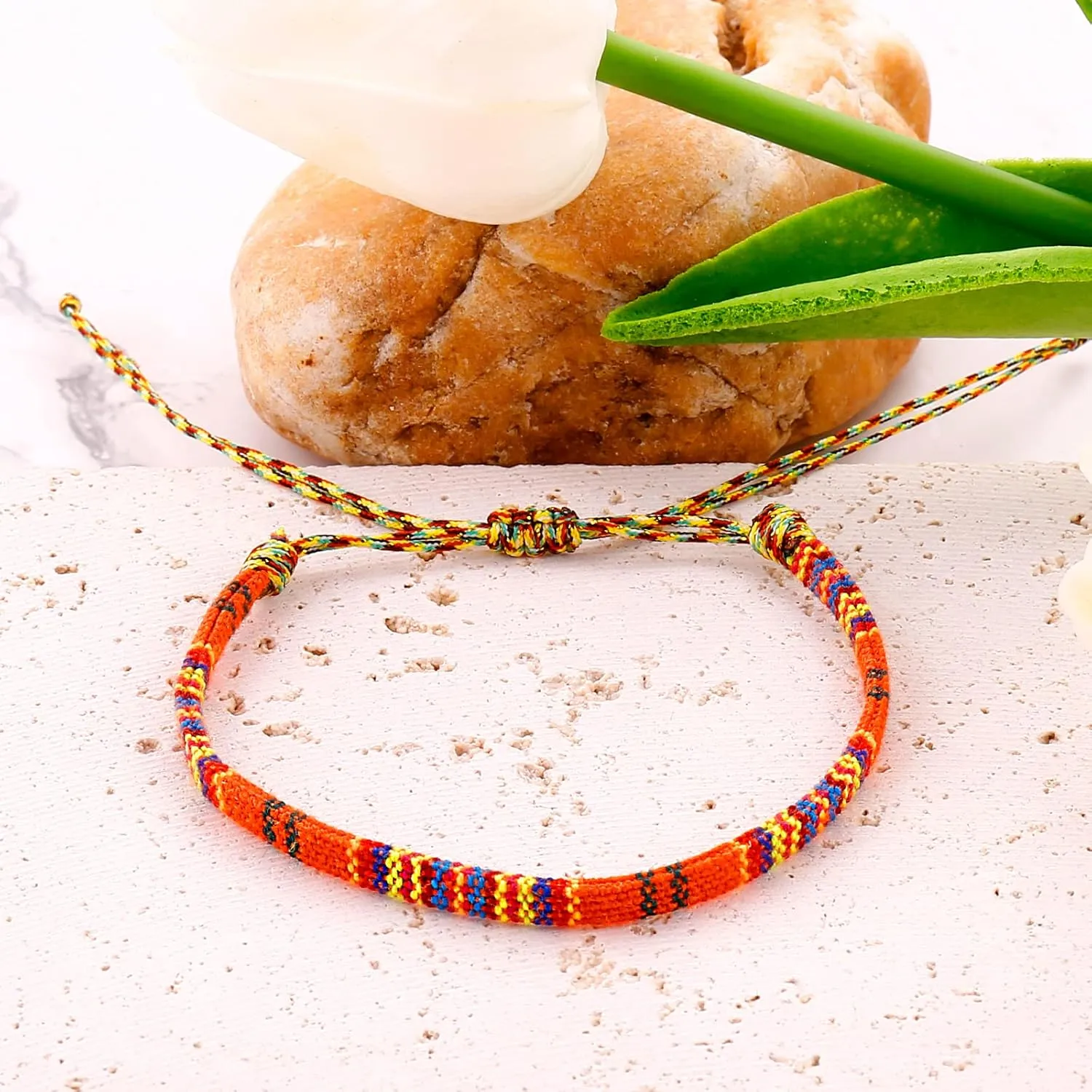 Boho Bracelets for Women & Mens Braided sunmer bracelets for women & men surfer Beach Jewelry Waterproof Adjustable String Rope Anklet (orange)