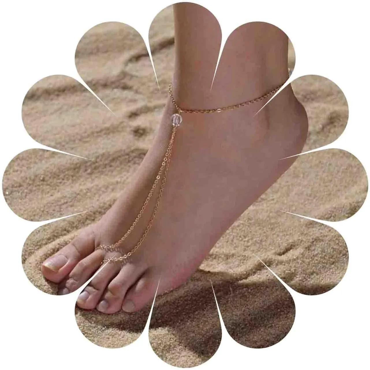 Boho Crystal Barefoot Sandal Chain Anklets Gold Cz Ankle Bracelet Toe Ring Anklet Vintage Rhinestone Anklet Bracelet Summer Foot Chain Jewelry for Women Summer Gifts