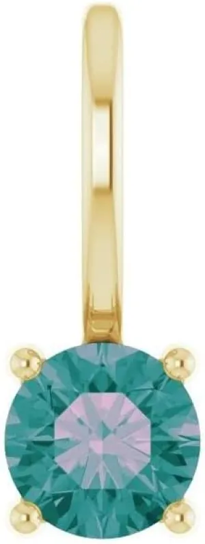 Bonyak Jewelry 14k Yellow Gold Imitation Alexandrite Solitaire Charm/Pendant Unique Design