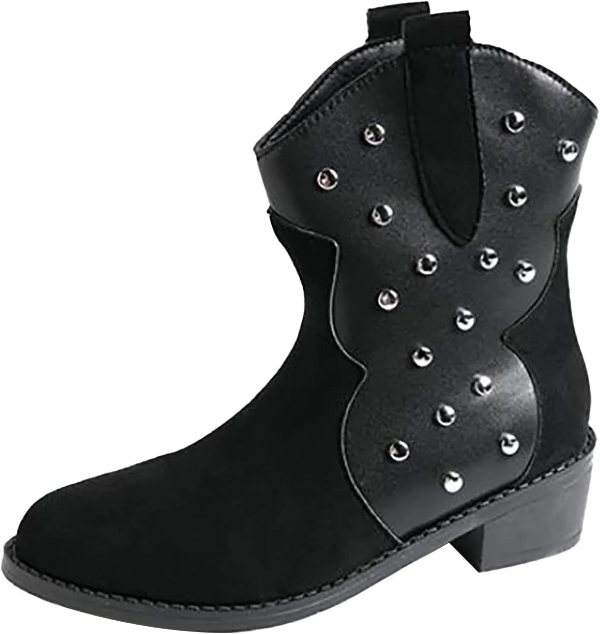 Booties for Women Low Heel Flat Boots Women Chunky Brown Boots Work Boots Black Ankle Boots for Women with Heel Comfort Womens Ankle Booties Low Heel Brown
