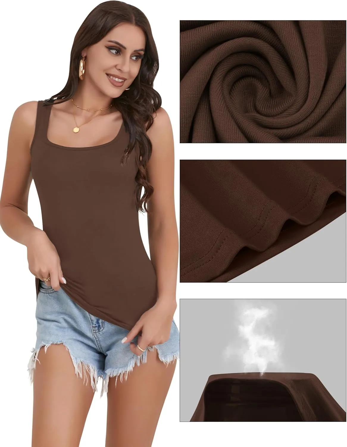 BQTQ 5 Pack Women's Tank Tops Square Neck Sleeveless Ladies Tank Top Undershirts