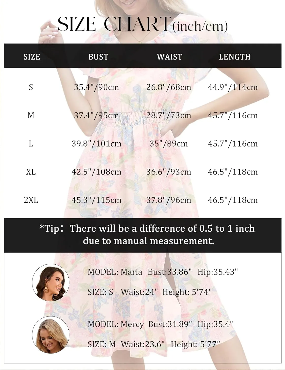 Bridesmay Womens Summer Floral Midi Dresses Ruffle Sleeve Beach Wedding Guest Dress V Neck Swing Flowy Dresses