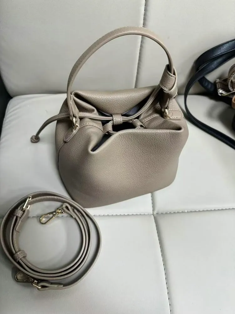 Bucket Bags Drawstring Handbags Women 2025 Spring Trendy Shoulder Crossbody Purses Top Handle Tote with Removeable Strap
