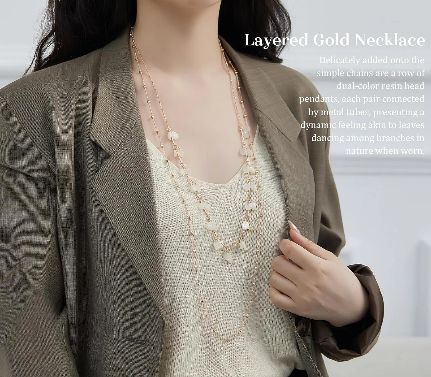 BULINLIN Layered Gold Long Necklaces for Women Long Beaded Chain Necklace Costume Gold Jewelry Mothers Day Gifts for Mom