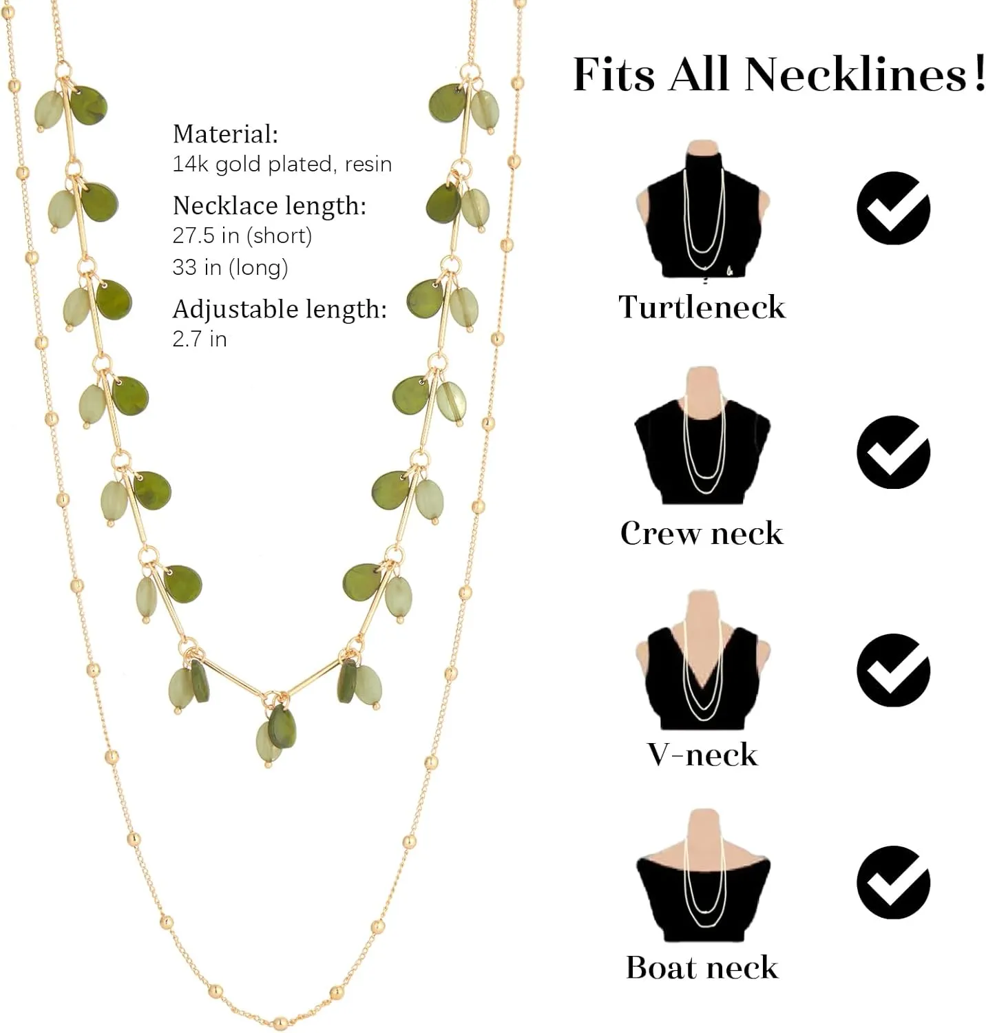 BULINLIN Layered Gold Long Necklaces for Women Long Beaded Chain Necklace Costume Gold Jewelry Mothers Day Gifts for Mom