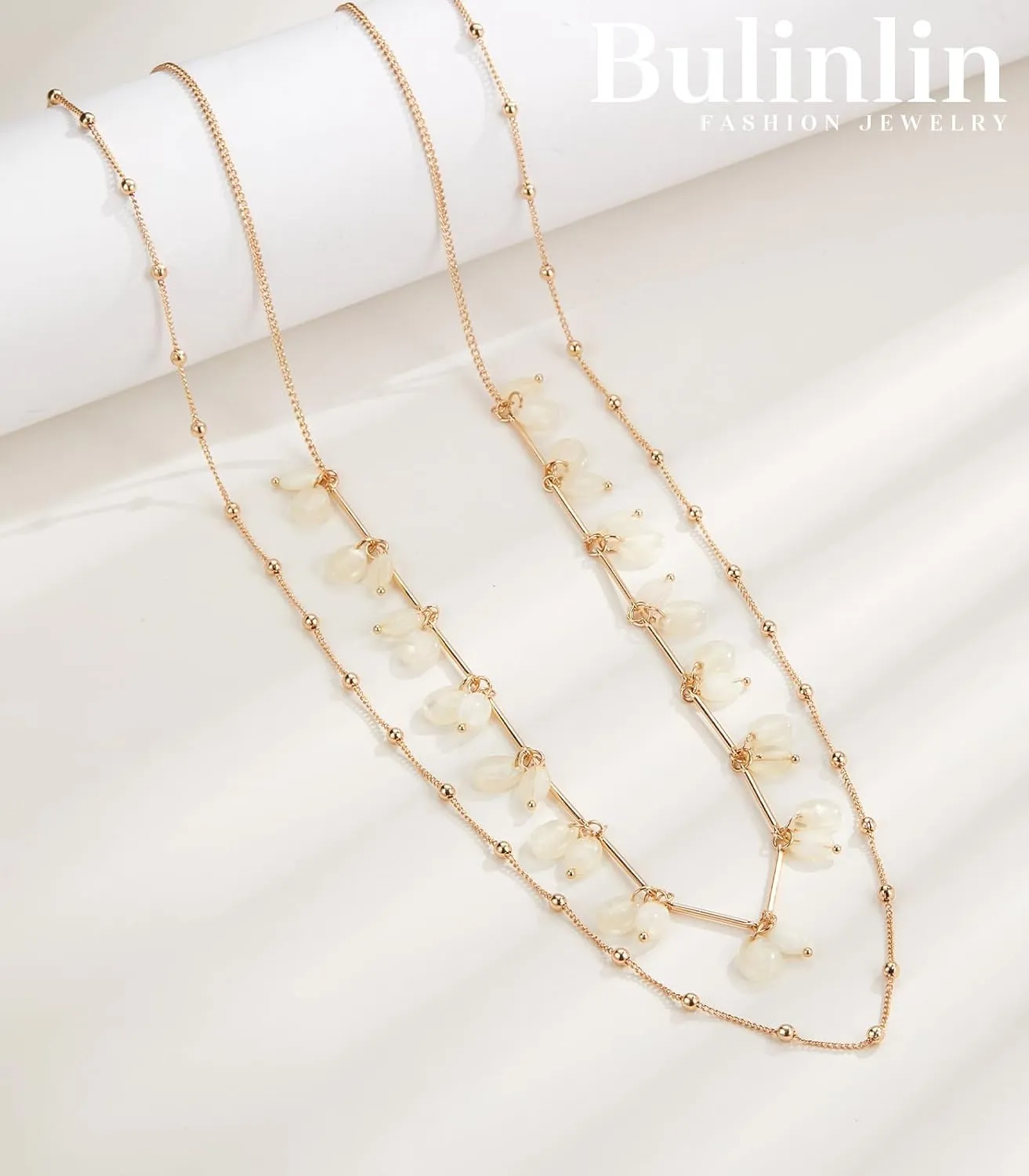 BULINLIN Layered Gold Long Necklaces for Women Long Beaded Chain Necklace Costume Gold Jewelry Mothers Day Gifts for Mom