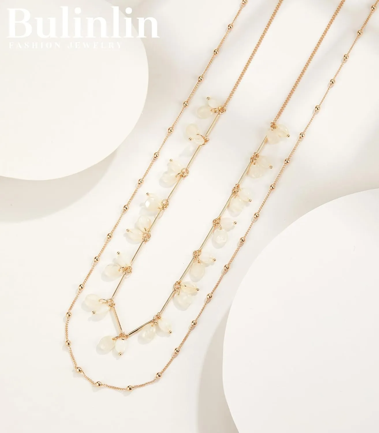 BULINLIN Layered Gold Long Necklaces for Women Long Beaded Chain Necklace Costume Gold Jewelry Mothers Day Gifts for Mom