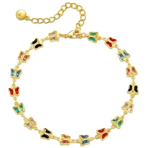 Butterfly Anklets for Women 18 Gold Plated Dainty Gold Butterfly Anklet Bracelets for Women Teen Girls, Adjustable, Handmade Anklets