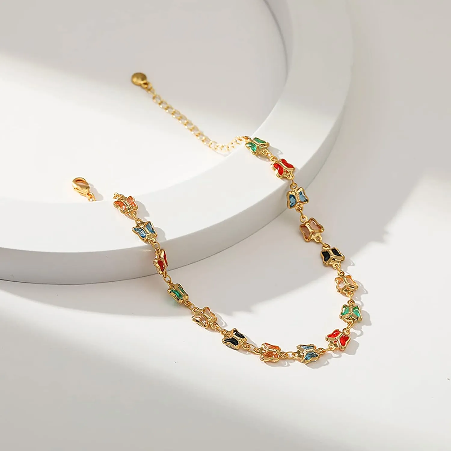 Butterfly Anklets for Women 18 Gold Plated Dainty Gold Butterfly Anklet Bracelets for Women Teen Girls, Adjustable, Handmade Anklets