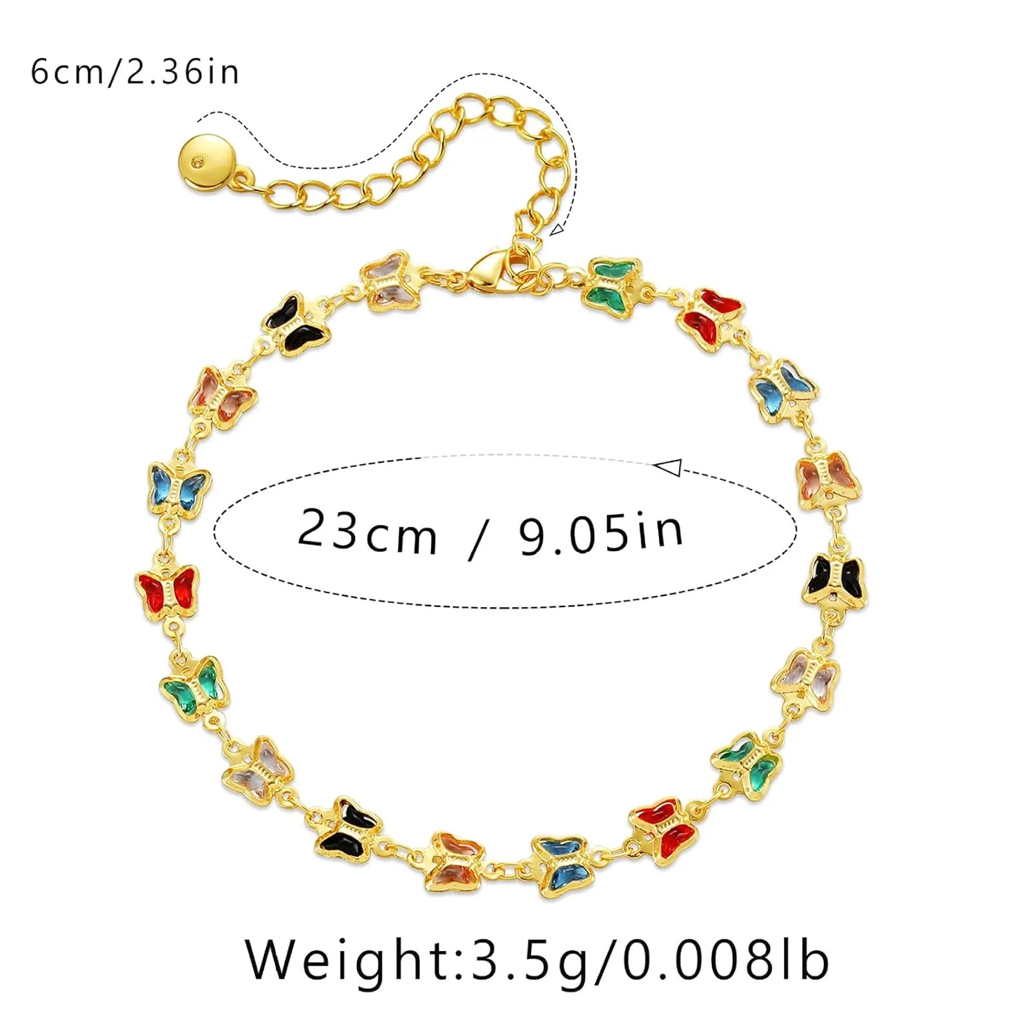 Butterfly Anklets for Women 18 Gold Plated Dainty Gold Butterfly Anklet Bracelets for Women Teen Girls, Adjustable, Handmade Anklets