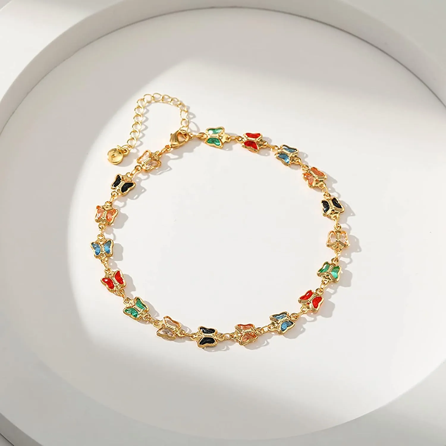 Butterfly Anklets for Women 18 Gold Plated Dainty Gold Butterfly Anklet Bracelets for Women Teen Girls, Adjustable, Handmade Anklets