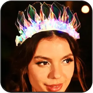 CAKURE Light Up Crown Headbands LED Glow Headpiece Rave Costume Headwear Light Up Hair Accessories for Women
