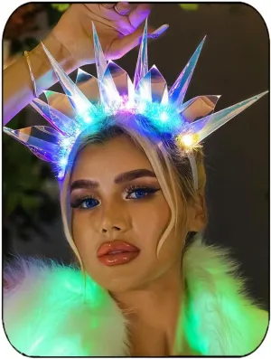 CAKURE Light Up Headband Led Headbands Glow Crown Headpiece Rave Hair Accessories for Women