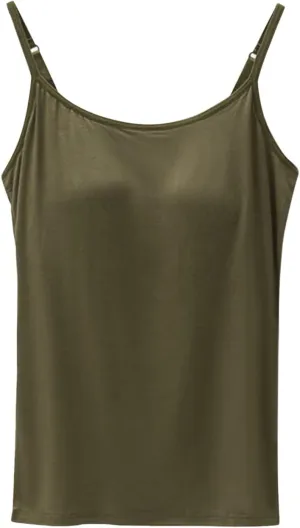Camisole Tops for Women Built in Bra Plus Size Padded Tank Tops Camisole Spaghetti Strap Workout Athletic Tanktops