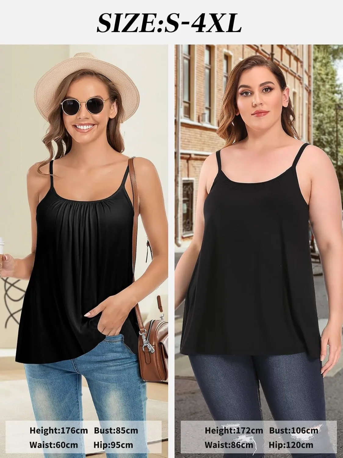 Camisoles for Women with Built in Bra Adjustable Strap Tank Tops Cami Sleeveless Summer Tops for Workout Sleeping Traveling