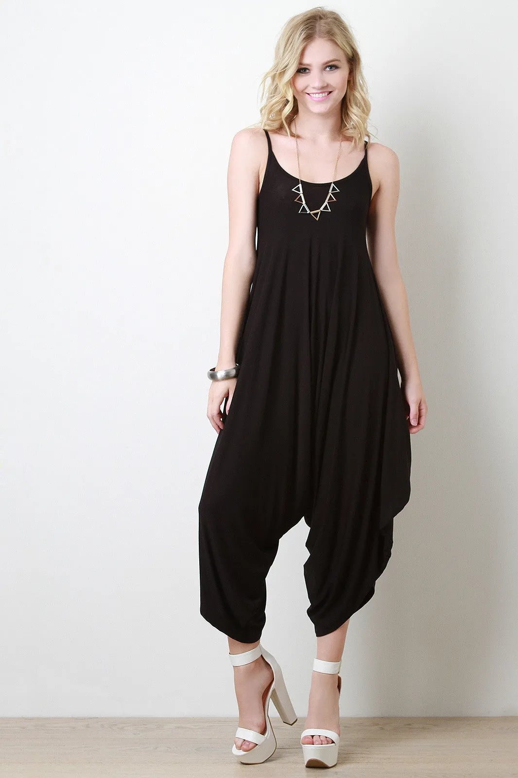 Casual Sleeveless Asymmetrical Harem Jumpsuit